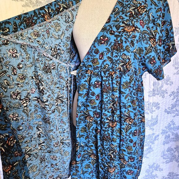 Sz S to M Kimono Sleeve Wrap Dress Blue NEW - Picture 6 of 10